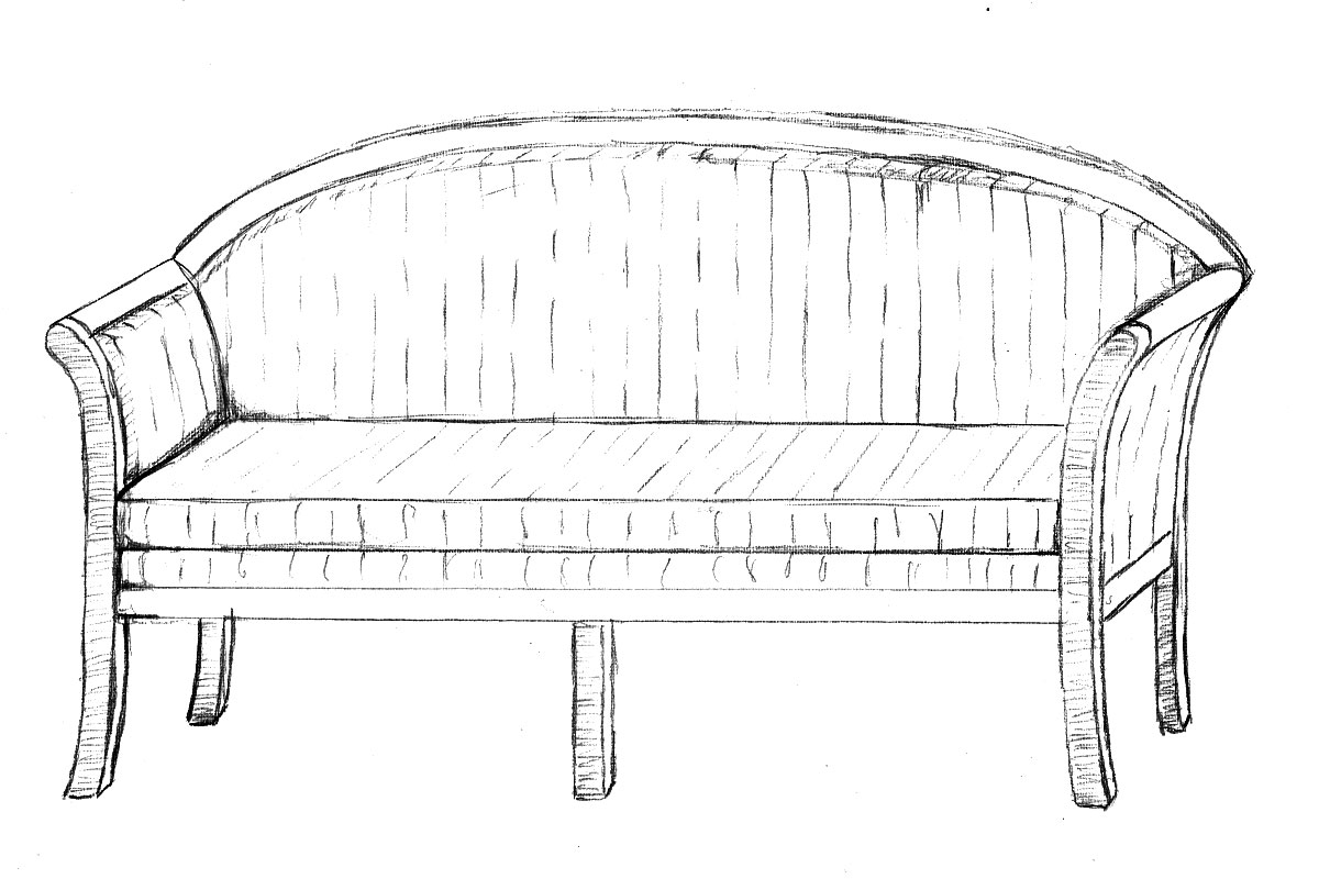 Skizze Polsterbank